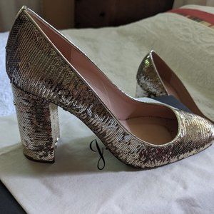 J. Crew high-heel pumps in gold sequin, sz 10